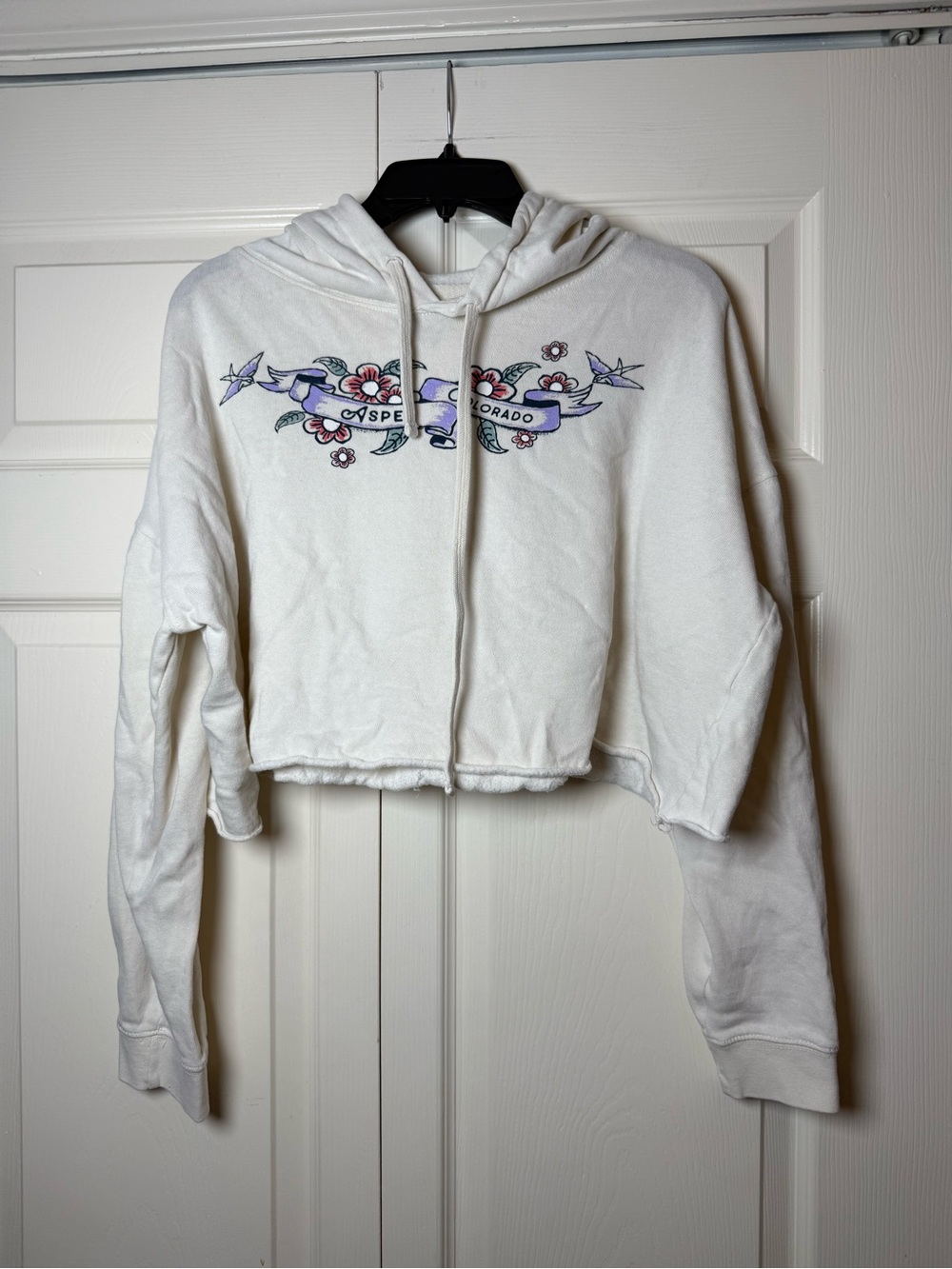 EMI Aspen Colorado Cropped Hoodie Sweatshirt‎